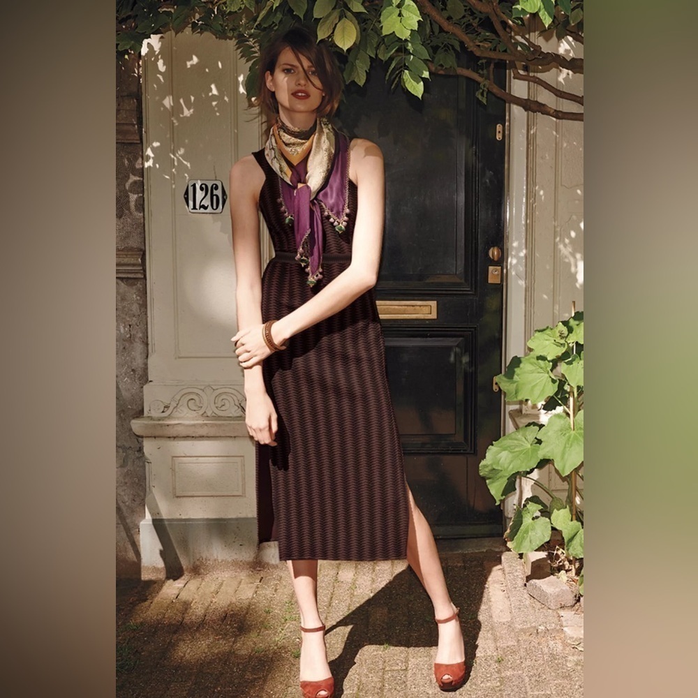 Anthropologie Maeve Meridian Textured Knit Pencil Sheath Dress - Brown - Small - Picture 10 of 12